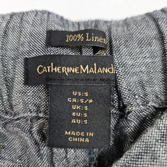 CATHERINE MALANDRINO Wide Leg Linen Pants GRAY size S Boho Casual Coastal Chic - Picture 4 of 6